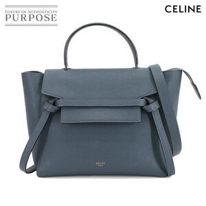 Celine Belt Bag Handbag Shoulder Dark Blue Leather